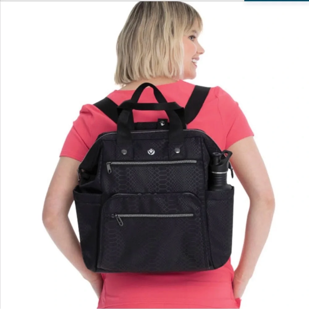 HeartSoul Bella Backpack black pebble with black straps.